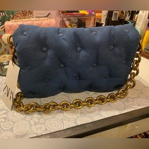 Zara Denim Puffer Handbag